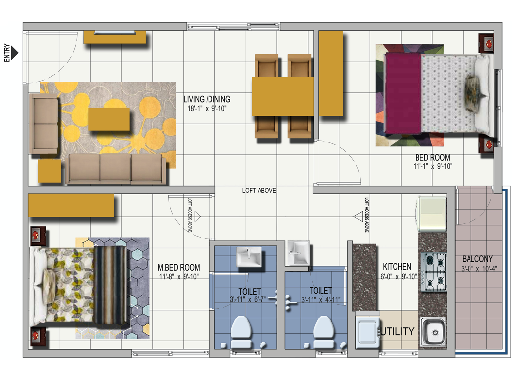 3BHK West Facing 1039